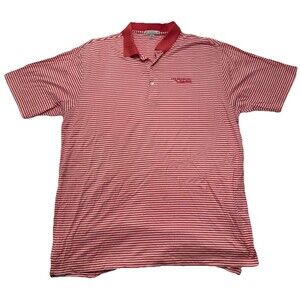 Peter Millar Polo Shirt Mens XL Summer Comfort Salmon Pink White Stripe Stretch